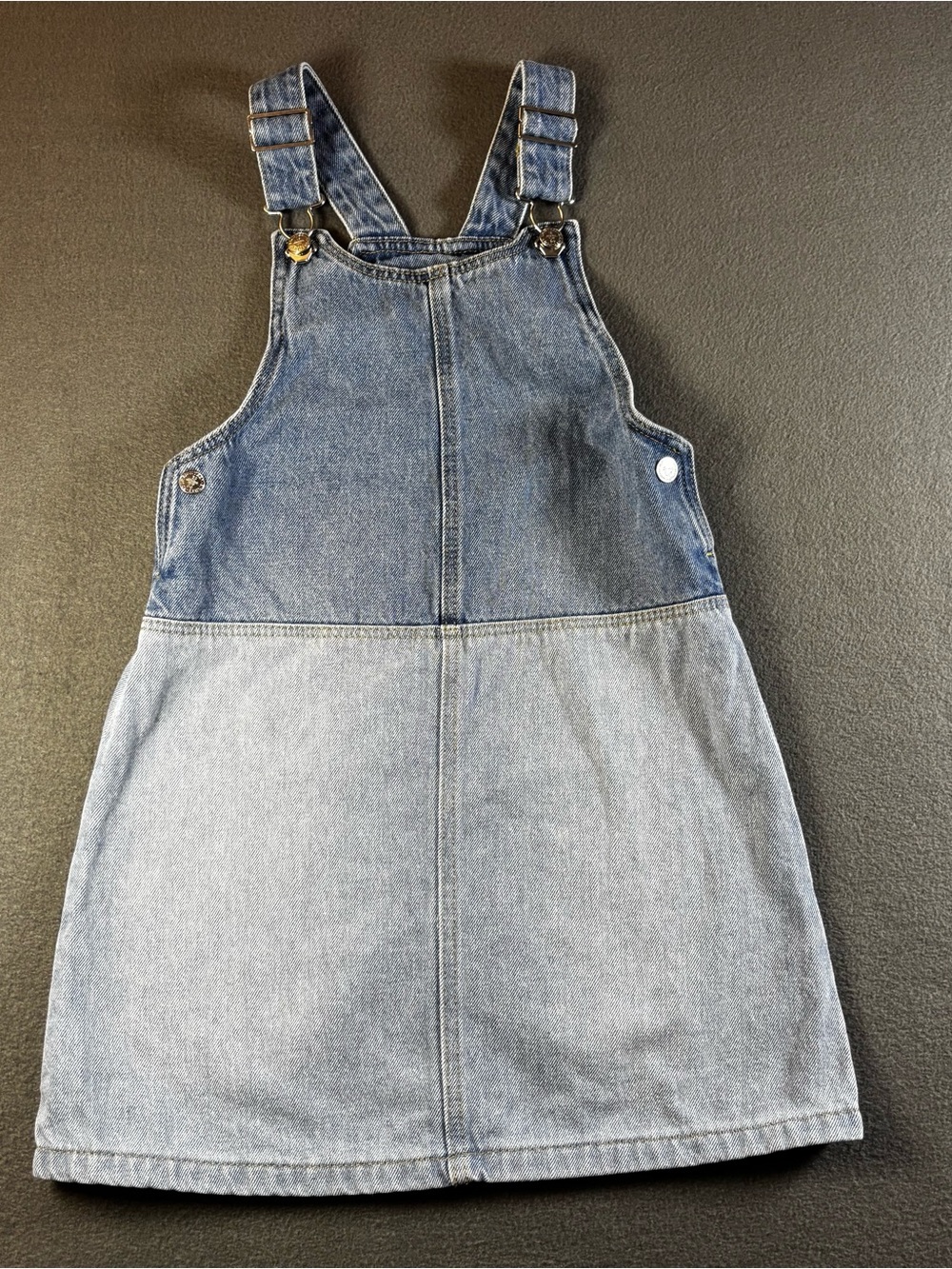 Girls' Two-Tone Denim Overall Dress - Blue